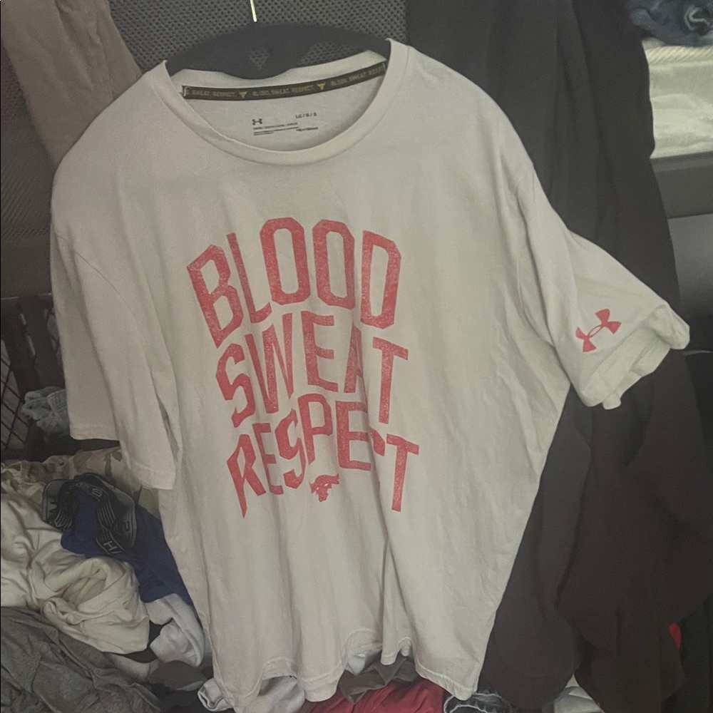 Under Armour White Tee with Red Text
